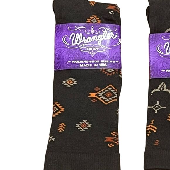 Wrangler Black and Brown Southwest Style Women’s Socks - Picture 3 of 8
